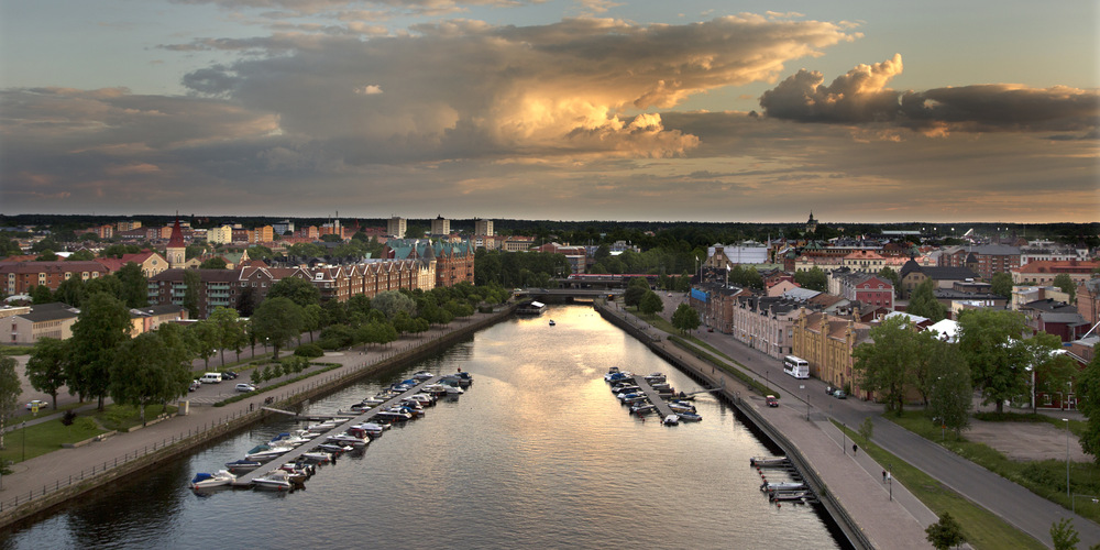 Drönarbild över Gavleån.