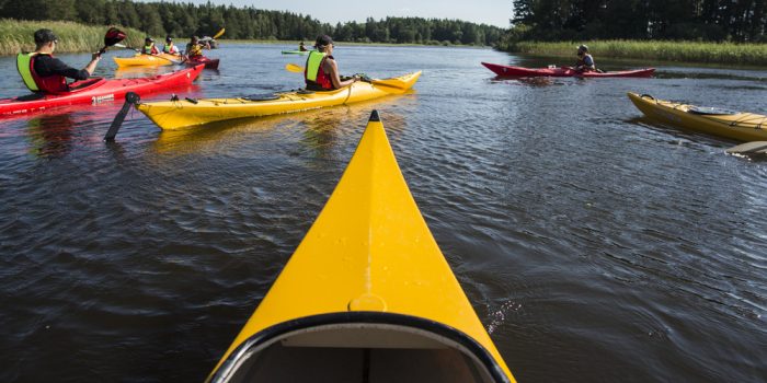 Paddling.