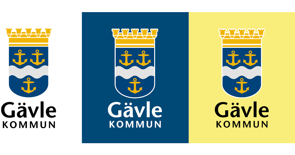 Gävle kommuns logotyp i tre färgversioner 