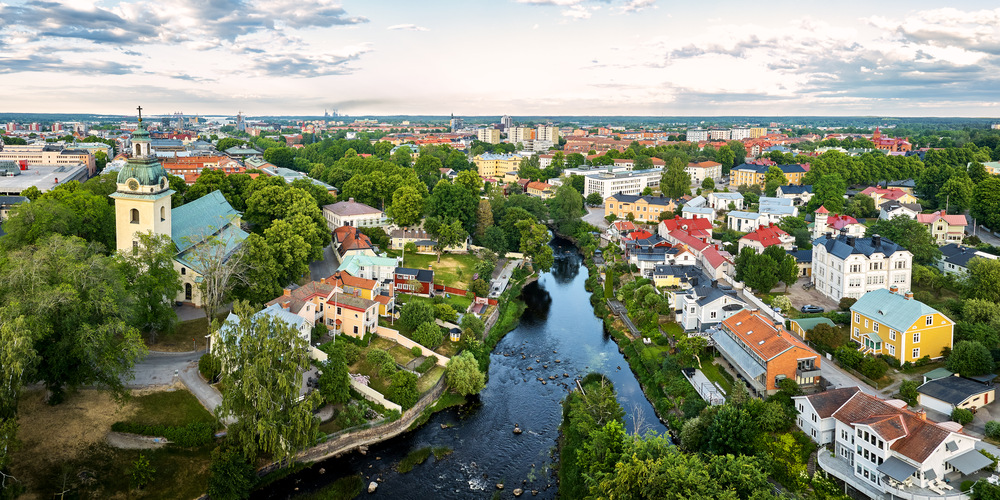 Drönarbild över Gävle