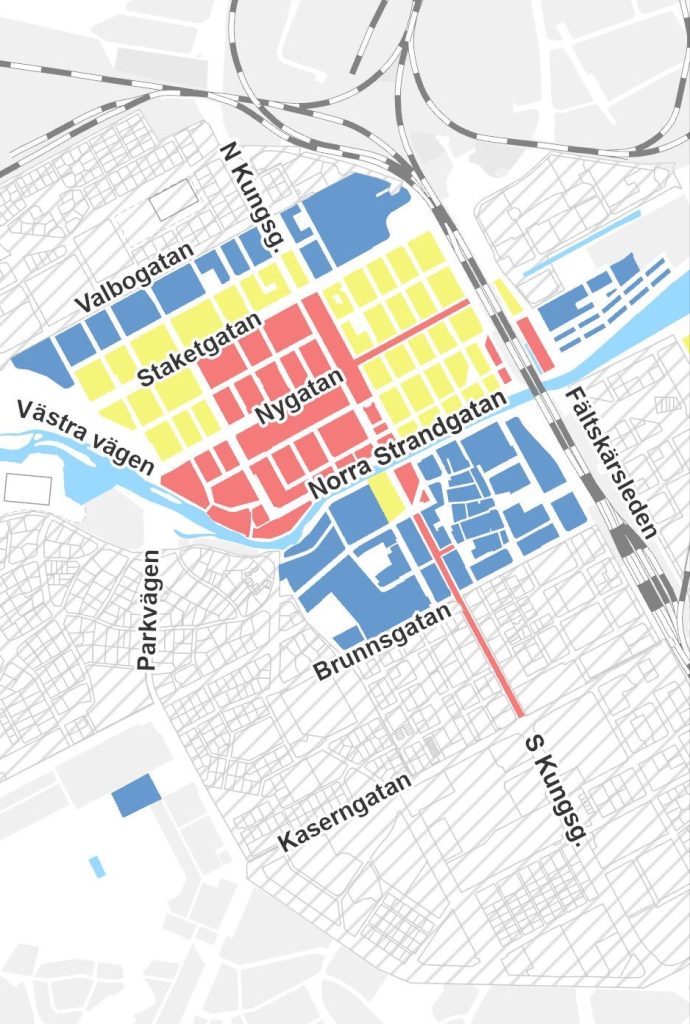 Kartan visar Gävles parkeringszoner