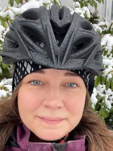 Elina Turpinen, en av årets vintercyklister