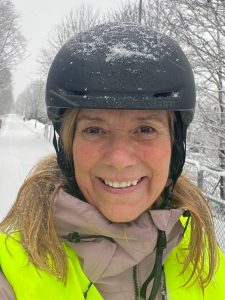 Malin Hallberg, en av årets vintercyklister